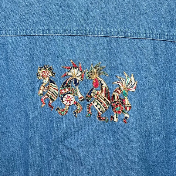 Vintage Kokopelli Embroidered Denim Jacket size 2XL - Picture 5 of 7